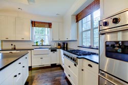 black granite white cabinets Granite kitchen - Elmhurst StoneLux Design