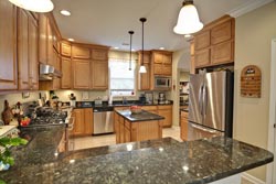 peacock green Granite kitchen FireUps Countertop Marketing