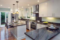 white cabinets Granite kitchen FireUps Countertop Marketing