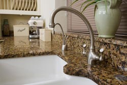 white undermount sink Granite kitchen FireUps Countertop Marketing